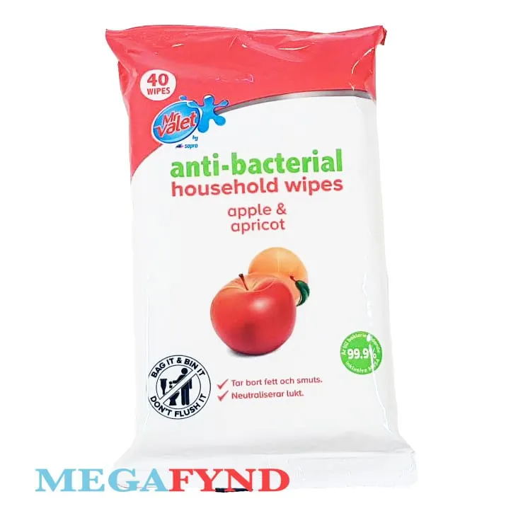 Antibakteriella Våtservetter 99.9% Äpple & Aprikos 40-pack 3 Antibakteriella Våtservetter 99.9% Äpple & Aprikos 40-pack