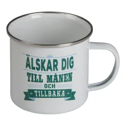 Mugg I Emaljerad Plåt Älskar Dig Till Månen Och Tillbaka