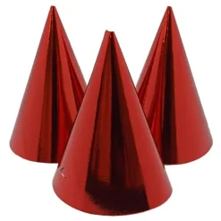Partyhatt Röd Metallic 6-pack