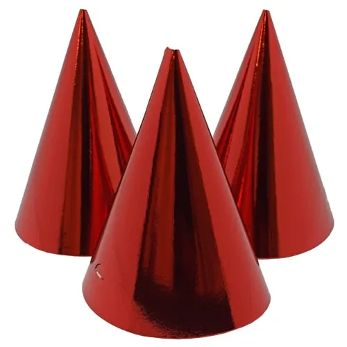 Partyhatt Röd Metallic 6-pack 3 Partyhatt Röd Metallic 6-pack