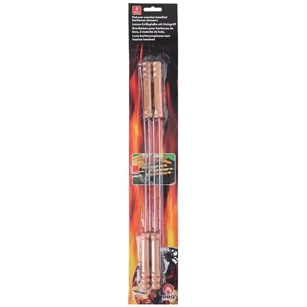 BBQ Grillspett Med Trähandtag 38 Cm 4-pack 4 BBQ Grillspett Med Trähandtag 38 Cm 4-pack - Bild 2